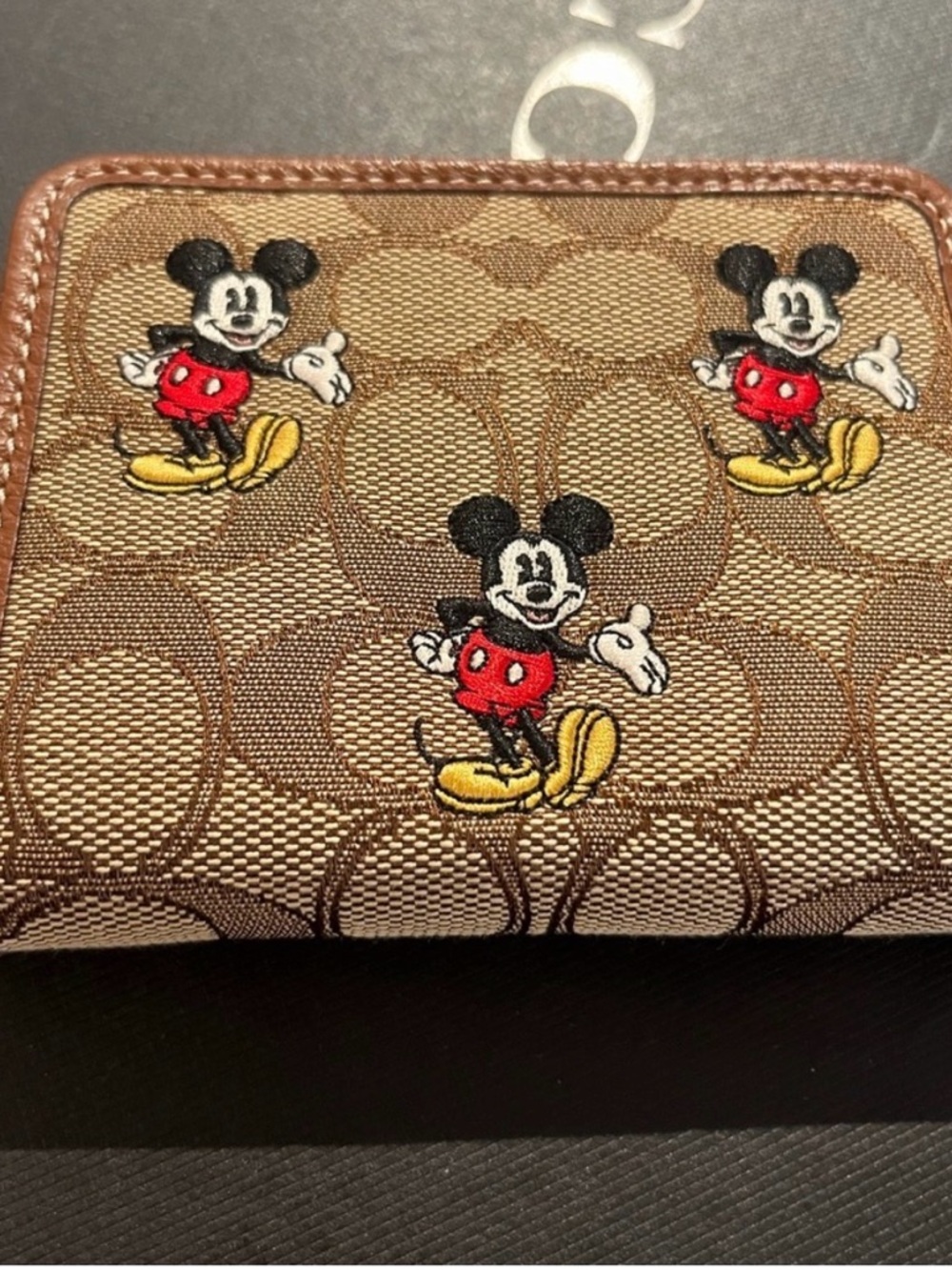 Coach x Disney Mickey Mouse Signature Jacquard Small Zip Around Wallet NWT - Picture 2 of 5
